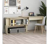 RMIHSJG Bureau d'angle en chêne Sonoma - 200 x 50 x 76 cm - En bois avec design rotatif et compartiments spacieux pour le bureau à domicile et le bureau