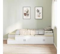 RMIHSJG Cadre de lit avec étagère intégrée et portes à charnières en bois dérivé du bois, blanc, 80 cm, sommier à lattes, moderne, avec espace de rangement pour une organisation optimale