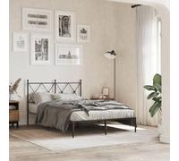 RMIHSJG Cadre de lit avec tête de lit, en métal, noir, 120 x 200 cm, structure métallique robuste en acier revêtu par pulvérisation, sommier à lattes et espace de rangement, design élégant pour