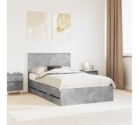 RMIHSJG Cadre de lit avec tête de lit, gris, 120 x 200 cm, en bois d'ingénieur, moderne, avec sommier à lattes et espace de rangement caché, design autonome, pour chambre à coucher, stable