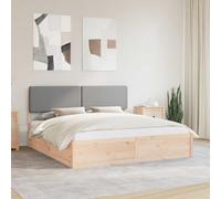 RMIHSJG Cadre de lit avec tête de lit rembourrée, gris clair, 200 x 200 cm, en bois de pin massif, avec latte à plateforme fonctionnelle pour un confort de sommeil minimaliste et un montage facile