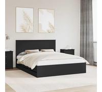 RMIHSJG Cadre de lit avec tiroirs, noir, 160 x 200 cm, en bois, moderne, avec espace de rangement caché et design autoportant, sommier à lattes pour une ventilation optimale