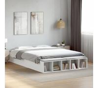 RMIHSJG Cadre de lit blanc 150 x 200 cm en bois avec compartiments de rangement et lattes robustes pour un soutien optimal du sommeil et une organisation de l'espace de vie