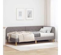 RMIHSJG Cadre de lit d'angle, avec matelas en tissu, taupe, 100 x 200 cm, en forme de L, pour chambre à coucher, housse en tissu respirant, cadre à lattes fixes, concept d'espace polyvalent