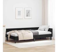 RMIHSJG Cadre de lit d'angle moderne en velours, noir, 80 x 200 cm, avec design en forme de L, en contreplaqué et velours, pour une vie peu encombrante, comme lit de jour et canapé, avec sommiers à