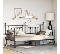 RMIHSJG Cadre de lit de jour moderne en acier noir 100 x 190 cm avec surface revêtue par pulvérisation et construction résistante aux rayures pour un design élégant de chambre et une longue durée de