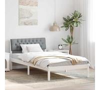 RMIHSJG Cadre de lit en pin massif - 100 x 200 cm - Blanc et gris clair - Avec tête de lit murale - Point fort pour chambre à coucher moderne - Cadre de lit robuste