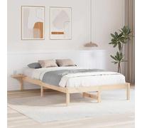 RMIHSJG Cadre de lit en pin massif 120 x 200 cm avec sommier à lattes fixe et dos raffiné, design minimaliste pour un soutien stable et une esthétique naturelle