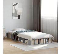 RMIHSJG Cadre de lit gris béton, 90 x 200 cm, en bois dérivé du bois, avec sommier à lattes et compartiments de rangement pour un soutien et une organisation optimaux
