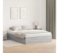 RMIHSJG Cadre de lit gris Sonoma 135 x 190 cm avec porte à charnière - Cadre de lit moderne en pin avec espace de rangement caché pour un rangement optimal - Design fin