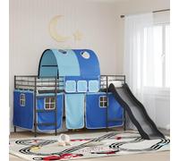 RMIHSJG Cadre de lit loft avec rideaux, arche et toboggan en acier robuste pour un soutien stable et un confort de sommeil durable