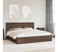 RMIHSJG Cadre de lit, marron, aspect chêne, 200 x 200 cm, en bois d'ingénieur, avec sommier à lattes fixes et espace de rangement caché, design autonome, pour chambre à coucher, matériau en bois