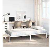 RMIHSJG Cadre de lit pliable, sans matelas, blanc, 80 x 200 cm, cadre en acier avec sommier à lattes et roulettes pour un mouvement facile et un rangement peu encombrant, construction métallique