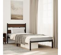 RMIHSJG Cadre de lit sans matelas avec tête de lit en chêne marron, 90 x 200 cm, structure métallique robuste en acier avec sommier à lattes et espace de rangement