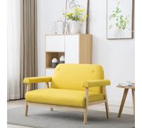 RMIHSJG Canapé 2 places en tissu jaune, tissu polyester doux avec rembourrage en mousse pour plus de confort, cadre en bois massif stable, canapé design élégant, montage final facile, durable