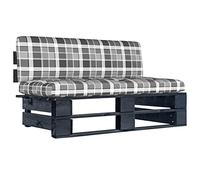 RMIHSJG Canapé central de jardin, en palettes, noir en pin imprégné, avec coussins, robuste, pour terrasse, jardin, salon, design de palette, résistant aux intempéries, canapé modulaire