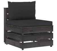 RMIHSJG Canapé central modulaire avec coussin, gris en bois imprégné, canapé d'extérieur en pin pour terrasse et jardin, design en palette durable, élément de canapé résistant aux intempéries