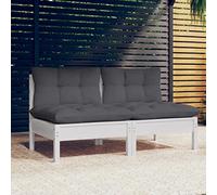 RMIHSJG Canapé de jardin 2 places avec coussin anthracite en pin massif - Canapé de terrasse robuste pour jardin et balcon, design modulaire pour une conception flexible, résistant aux intempéries