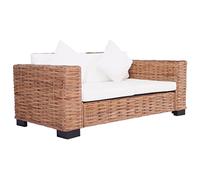 RMIHSJG Canapé de jardin 2 places en rotin naturel avec coussins et coussins, pour terrasse, mobilier de jardin, extérieur, ce canapé de jardin 2 places est fabriqué en matériau naturel et durable