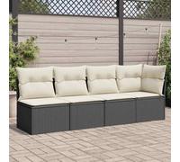 RMIHSJG Canapé de jardin 4 places avec coussin, noir, polyrotin tressé, design modulaire, housses amovibles, meubles de jardin, canapé d'extérieur, durable et résistant aux intempéries