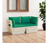 RMIHSJG Canapé de jardin à palettes 2 places avec coussins en bois d'épicéa pour terrasse et jardin, canapé en bois durable avec rembourrage, design rustique, canapé d'extérieur confortable, 4