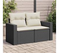 RMIHSJG Canapé de jardin avec coussin, 2 places, noir, polyrotin tressé, design modulaire, housses amovibles, ensemble de meubles de jardin