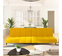 RMIHSJG Canapé-lit 2 places, en velours, jaune, avec dossiers réglables, pour salon et chambre d'amis, housse en velours confortable et cadre en bois robuste, peu encombrant
