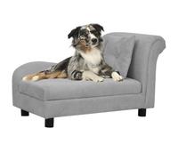 RMIHSJG Canapé pour chien avec coussin, gris, 83 x 44 x 44 cm, en peluche, lit doux pour animaux de compagnie, avec cadre en bois et pieds antidérapants, pour chats et petits animaux, housse lavable