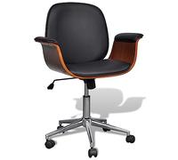 RMIHSJG Chaise de bureau pivotante en bois de bug et cuir synthétique avec dossier réglable et vérin à gaz pour bureau et maison - Chaise de bureau ergonomique avec 5 roulettes et rembourrée
