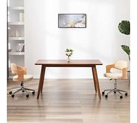 RMIHSJG Chaise de bureau pivotante en bois de bug et cuir synthétique crème avec mécanisme à ressort à gaz et 5 roulettes pour un montage et un mouvement faciles