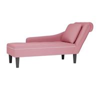 RMIHSJG Chaise longue avec coussin et accoudoir droit, velours rose, housse en velours doux avec agrafage à boutons, mousse hautement élastique pour un confort optimal, coussin lombaire pour plus de