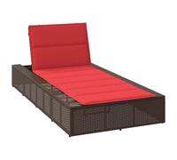 RMIHSJG Chaise longue avec coussin flottant marron en polyrotin, dossier réglable sur 3 positions, cadre en acier revêtu par pulvérisation, meubles de jardin résistants aux intempéries