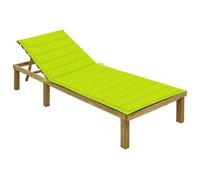 RMIHSJG Chaise longue avec coussin vert clair en bois de pin imprégné, dossier réglable pour plus de confort, salon de jardin résistant aux intempéries, facile d'entretien et durable