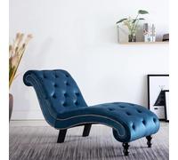 RMIHSJG Chaise longue en velours bleu avec rembourrage épais et design ergonomique pour un confort de couchage ultime, rembourrage des boutons pour plus de raffinement, meubles de salon élégants
