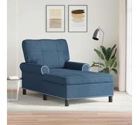 RMIHSJG Chaise longue moderne avec coussin bleu, housse en tissu respirant pour plus de confort, coussins amovibles, accoudoirs rembourrés, structure en contreplaqué robuste, 91 x 157 x 91 cm