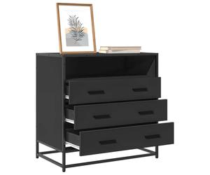 RMIHSJG Commode à tiroirs - 70 x 41 x 70 cm - En matériau dérivé du bois avec structure en métal - 3 tiroirs - Meuble de rangement - Noir