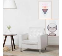 RMIHSJG Élégant fauteuil Chesterfield en cuir synthétique avec boutons touffetés et accoudoirs larges, cadre en MDF robuste avec pieds en acier pour plus de stabilité et de durabilité, rembourrage