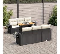 RMIHSJG Ensemble canapé de jardin 7 pièces avec coussins noirs en polyrotin - Ensemble de sièges d'extérieur avec table réglable et espace de rangement - Housse imperméable - Ensemble modulaire en