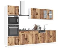 RMIHSJG Ensemble d'armoires de cuisine Kalmar de 7 pièces en bois recyclé avec beaucoup d'espace de rangement et pieds réglables pour une utilisation optimale de l'espace et un nettoyage facile