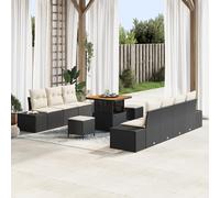 RMIHSJG Ensemble de 10 canapés de jardin, avec coussins, en polyrotin, pour terrasse et balcon, résistant aux UV, avec cadre en acier, salon de jardin confortable pour six personnes