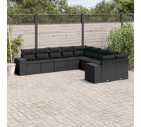 RMIHSJG Ensemble de 10 canapés de jardin avec coussins noirs en polyrotin PE tressé, design modulaire avec espace de rangement et sac imperméable, housses amovibles, résistant aux intempéries