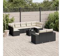 RMIHSJG Ensemble de 10 canapés de jardin avec coussins noirs en rotin synthétique - Design modulaire et housses amovibles pour un nettoyage facile - Rembourrage confortable et rotin synthétique