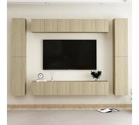 RMIHSJG Ensemble de 10 meubles TV en chêne Sonoma - Meuble suspendu - Meuble TV - Table basse - Rack HiFi