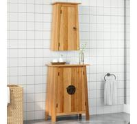 RMIHSJG Ensemble de 2 meubles de salle de bain en pin massif avec montage mural et poignées métalliques pratiques pour un grand espace de rangement dans la salle de bain