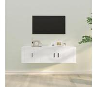 RMIHSJG Ensemble de 2 meubles TV en bois blanc - Table basse suspendue - Meuble bas