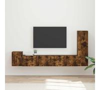 RMIHSJG Ensemble de 3 meubles TV en chêne fumé - Montage mural - Avec étagères pour l'électronique grand public et le rangement