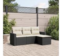 RMIHSJG Ensemble de 4 canapés de jardin avec coussins noirs en polyrotin - Design modulaire pour terrasse et cour - Expérience d'assise confortable avec housses amovibles - Résistant aux intempéries