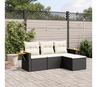 RMIHSJG Ensemble de 4 canapés de jardin avec coussins noirs en polyrotin PE tressé espace de rangement table d'appoint housse amovible design modulaire pour terrasse