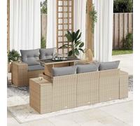 RMIHSJG Ensemble de 6 canapés de jardin avec coussins Beige Polyrotin PE Tressage Espace de rangement Sac imperméable Plateau de table réglable Housse amovible Design modulaire pour terrasse