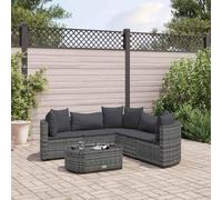 RMIHSJG Ensemble de 6 canapés de jardin avec coussins gris en polyrotin - Design modulaire et structure stable pour terrasse - Ce canapé de jardin en 6 pièces gris est fabriqué en